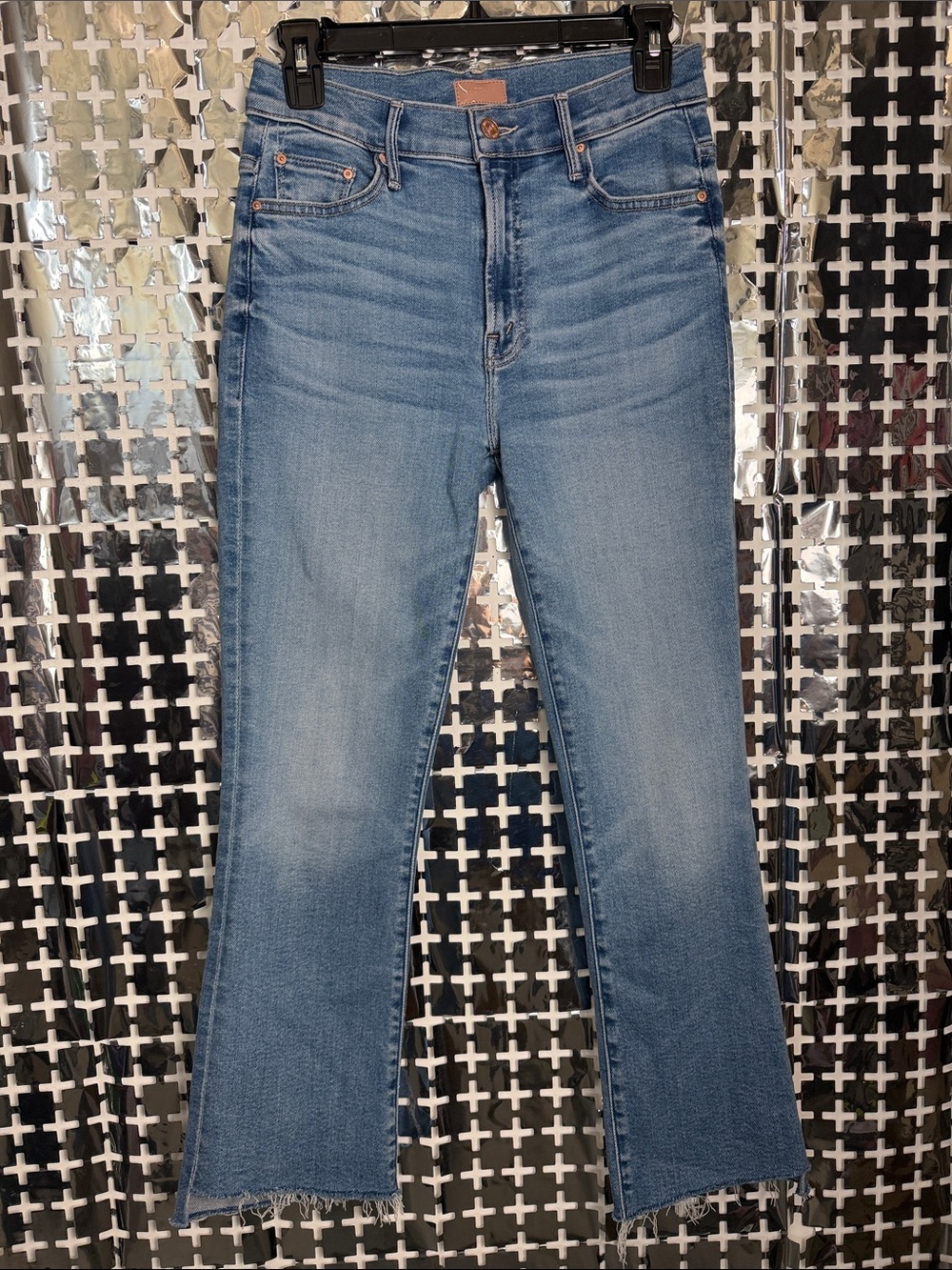 MOTHER High-Rise Light Blue Straight Jeans